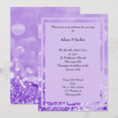 LILA SPARKELLAAG BOKEH PRINT WEDDING INVITATION KAART (Voorkant / Achterkant)