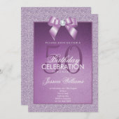 Lila Sparkle & Stijlvolle Gem Verjaardag Kaart (Voorkant / Achterkant)