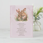 Lila Spring Bunny Baby shower Kaart (Staand voorkant)