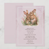Lila Spring Bunny Baby shower Kaart (Voorkant / Achterkant)