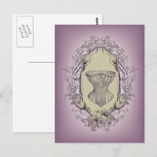Lila  steampunkbruin Victoriaans corset Briefkaart (Voorkant / Achterkant)