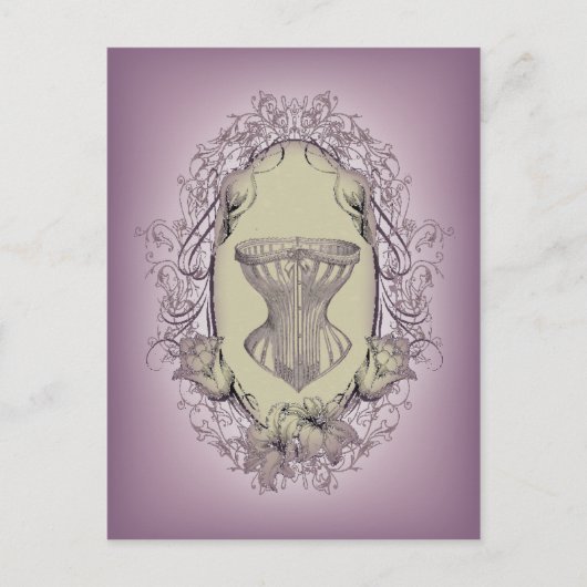 Lila  steampunkbruin Victoriaans corset Briefkaart (Voorkant)