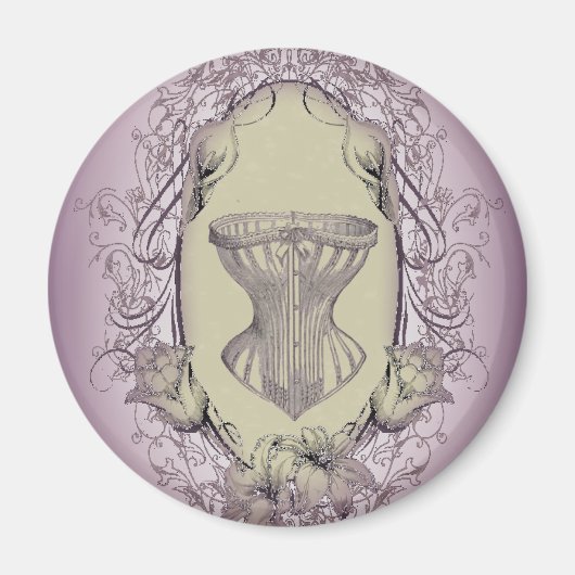 Lila  steampunkbruin Victoriaans corset Magneet (Voorkant)