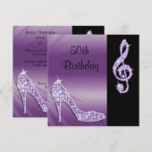 Lila Stiletto & Treble Cleft 50e verjaardag Kaart (Voorkant / Achterkant)