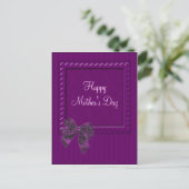 Lila Stipes en Bow Moederdag Design Briefkaart (Staand voorkant)