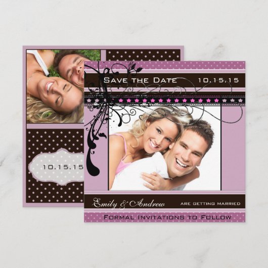 Lila Stippen en zwemmen Weddenschap Foto opslaan D Kaart (Voorkant / Achterkant)