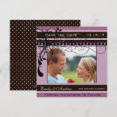 Lila Stippen en zwemmen Weddenschap Foto opslaan D Save The Date (Voorkant / Achterkant)