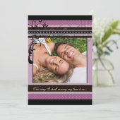 Lila Stippen en zwemmen Weddenschap Foto-uitnodigi Kaart (Staand voorkant)