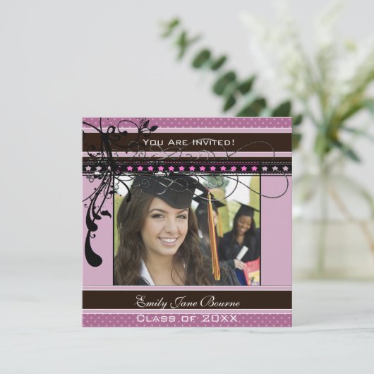 Lila Stippen en zwemmers Klasse Afbeeldingen van 2 Kaart (Staand voorkant)