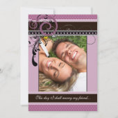 Lila Stippen & Swirls trouwfoto Kaart (Voorkant)