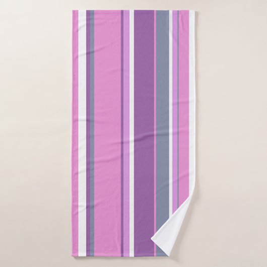 Lila strepen badhanddoek (Badhanddoek)