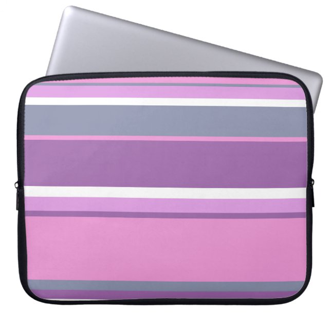 Lila strepen laptop sleeve (Voorkant)