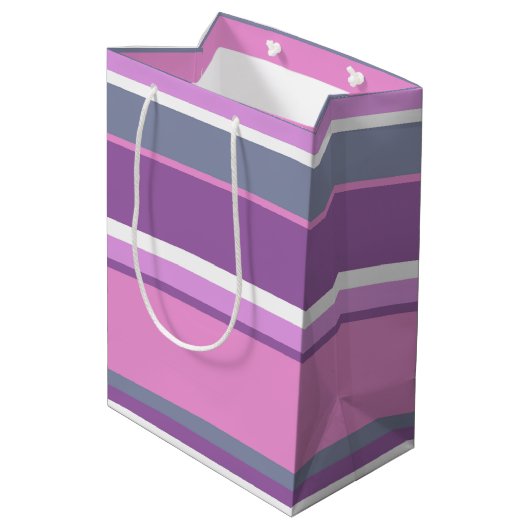 Lila strepen medium cadeauzakje (Achterkant Gekanteld)