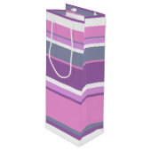 Lila strepen wijn cadeautas (Voorkant Gekanteld)