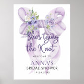 Lila strik Ze bindt de knoop bruids welkomstbord Poster (Voorkant)