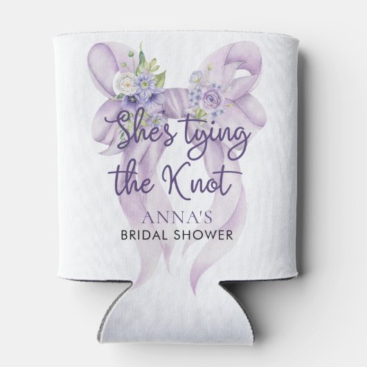 Lila strik Ze bindt het knoop Vrijgezellenfeest Blikjeskoeler (Achterkant)