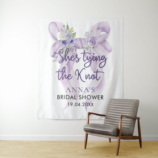 Lila strik Ze bindt het knoop Vrijgezellenfeest Wandkleed (In situ)