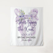 Lila strik Ze bindt het knoop Vrijgezellenfeest Wandkleed (Voorkant)