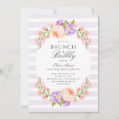 Lila Stripe en Bloom Bridal Brunch en Bubble Kaart (Voorkant)