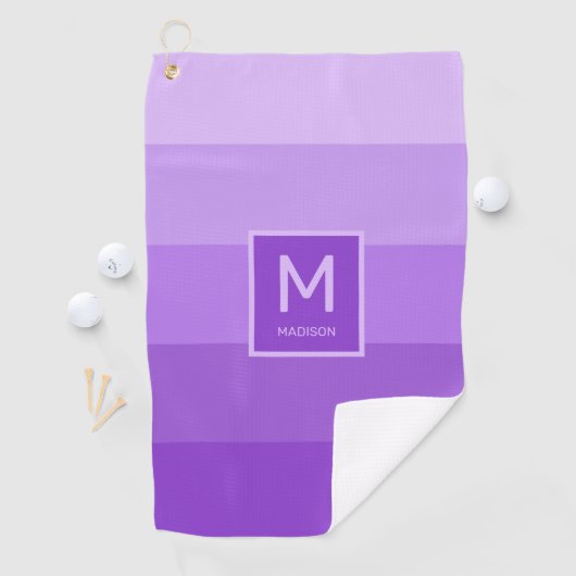 Lila stripes aangepast monogram golfhanddoek (Insitu)