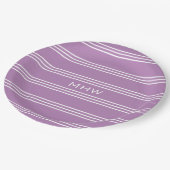 Lila stripes aangepast monogram papier bord (Gekanteld)