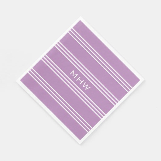 Lila stripes, aangepast monogram, servetten (Hoek)