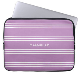 Lila stripes, aangepaste monogram laptophoezen laptop sleeve