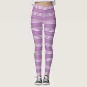 Lila Stripes aangepaste monogram leggings (Voorkant)