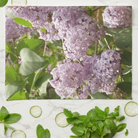 Lila Struik Beauful Paarse Spring Flowers Theedoek (Gevouwen)