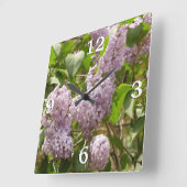 Lila Struik Beauful Paarse Spring Flowers Vierkante Klok (Hoek)