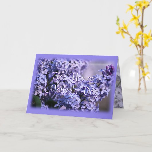 Lila Struik in Bloom- Moederdag- of elke gelegenhe Kaart (Gele Bloem)