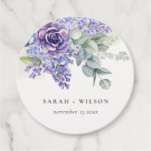 Lila Succulent Eucalyptus Botanical Bunch Wedding Bedankjes Labels (Voorkant)