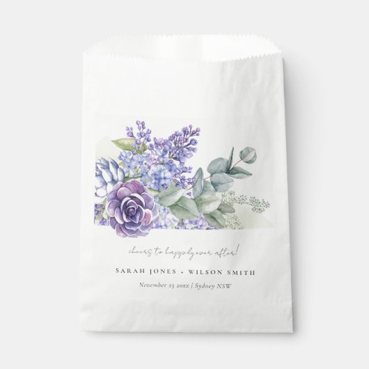 Lila Succulent Eucalyptus Botanical Bunch Wedding Bedankzakje (Voorkant)