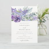 Lila Succulent Eucalyptus Botanical Bunch Wedding Kaart (Staand voorkant)