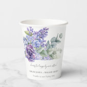 Lila Succulent Eucalyptus Botanical Bunch Wedding Papieren Bekers (Achterkant)