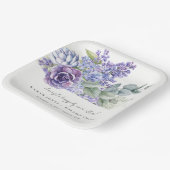 Lila Succulent Eucalyptus Botanical Bunch Wedding Papieren Bordje (Gebogen)