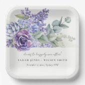 Lila Succulent Eucalyptus Botanical Bunch Wedding Papieren Bordje (Voorkant)