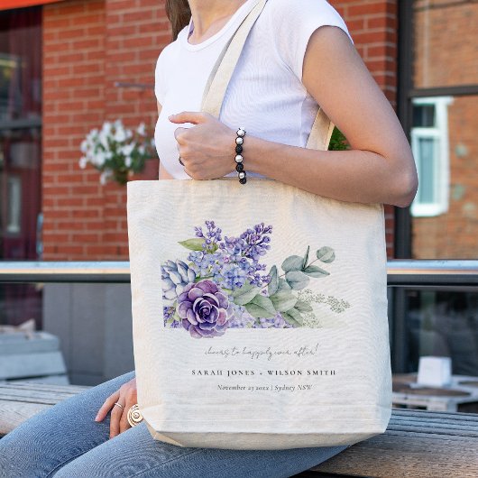 Lila Succulent Eucalyptus Botanical Bunch Wedding Tote Bag