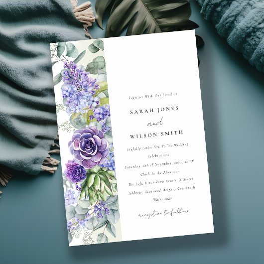 Lila Succulent Eucalyptus Botanisch Lijst Weddensc Kaart