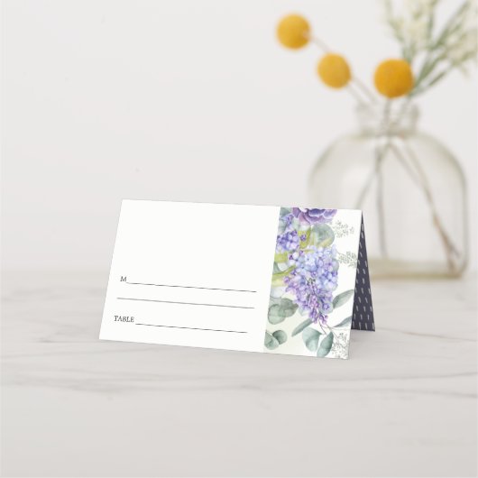 Lila Succulent Eucalyptus Botanisch Lijst Weddensc Plaatskaartje (Achterkant)