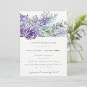 Lila Succulent Eucalyptus Fauna Rehearsal Dinner Kaart (Staand voorkant)