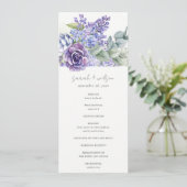 Lila Succulent Eucalyptus Fauna Wedding Programme Kaart (Staand voorkant)
