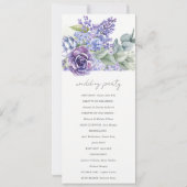 Lila Succulent Eucalyptus Fauna Wedding Programme Kaart (Achterkant)