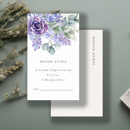 Lila Succulent Foliage Diaper Raffle Baby shower Informatiekaartje