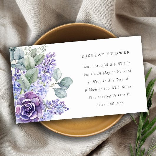 Lila Succulent Foliage Display Shower Baby shower Informatiekaartje