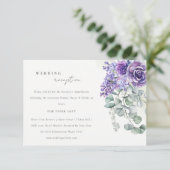 Lila Succulente Eucalyptus Fauna Weddenschap Informatiekaartje (Staand voorkant)