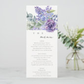 Lila Succulente Eucalyptus Fauna Wedding Menu Kaar Kaart (Staand voorkant)