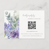 Lila Succulente Leafy Fauna Wedding QR Code RSVP Informatiekaartje (Voorkant)