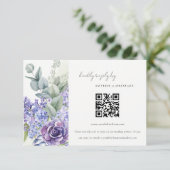 Lila Succulente Leafy Fauna Wedding QR Code RSVP Informatiekaartje (Staand voorkant)