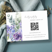Lila Succulente Leafy Fauna Wedding QR Code RSVP Informatiekaartje